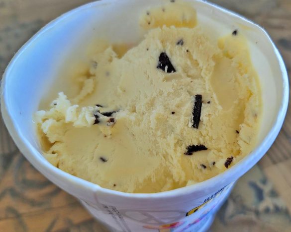 バニラアイスのような色味で、ダークチョコチップが散りばめられています