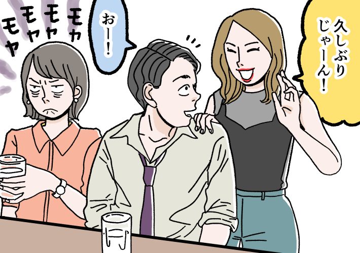 居酒屋デート中に彼の女友達とバッタリ