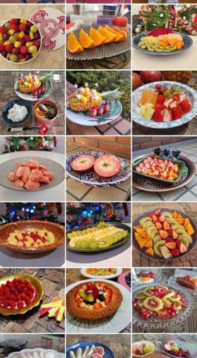 我が家の食卓。果物を並べるだけで家族が笑顔になります。インスタアカウント(@sugiakatsuki)で「#スギアカツキ果物を食べよう」を付けて投稿しています