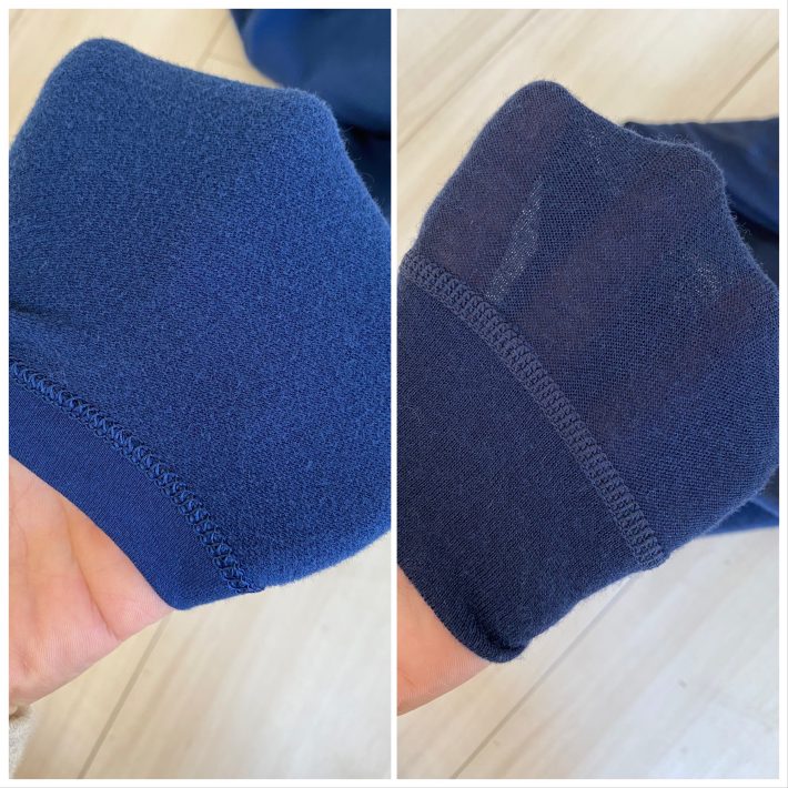 左：ユニクロのシャツ　右：ワークマンのシャツ