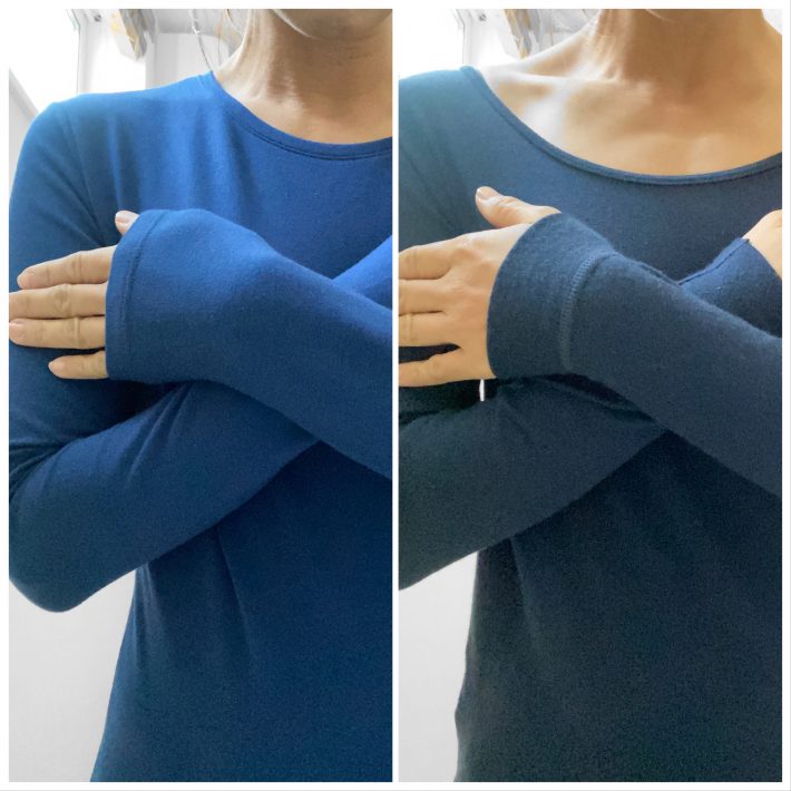 左：ユニクロのシャツ　右：ワークマンのシャツ