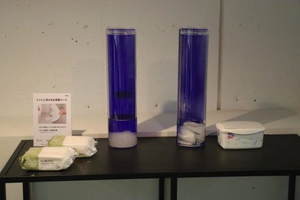 （左）「水に溶けやすい　トイレクリーナー」、（右）市販のトイレクリーナー