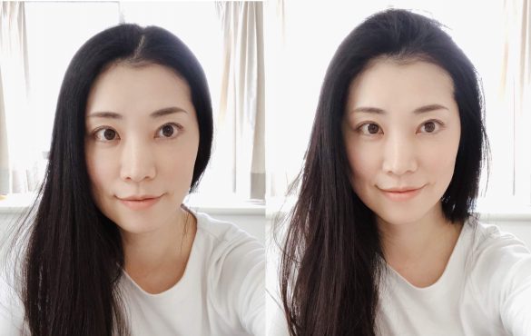 右は頭頂部のふんわり感で目の高さかが低く見える