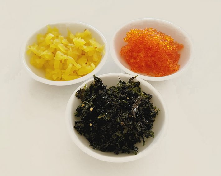 たくあん、韓国のり、とびっこ