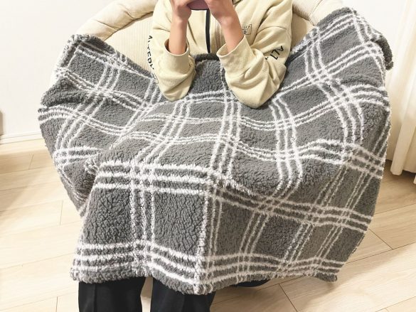 チェックシープボアブランケット