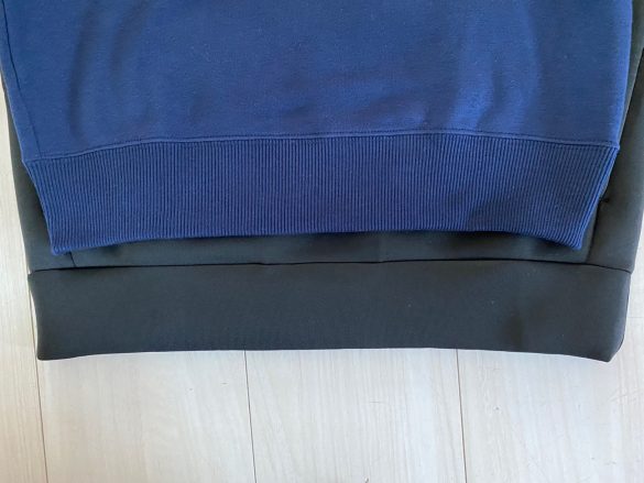 上：ユニクロトレーナー　下：ワークマントレーナー　