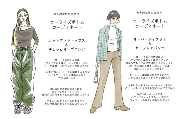 30代以降の女性に似合うローライズボトムの着こなしテクニック