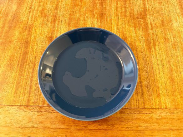 お皿の上の水を拭いてみる