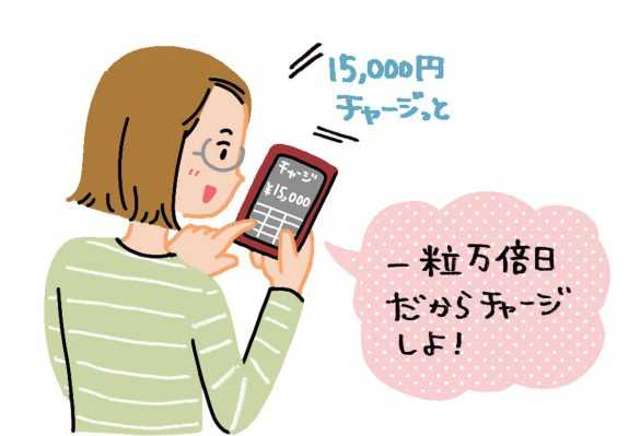 スマホチャージする女性