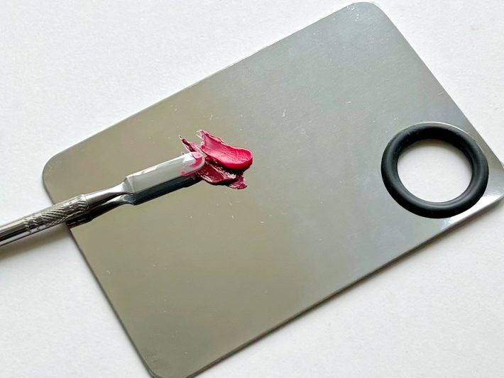 赤とピンクのリップをミックス