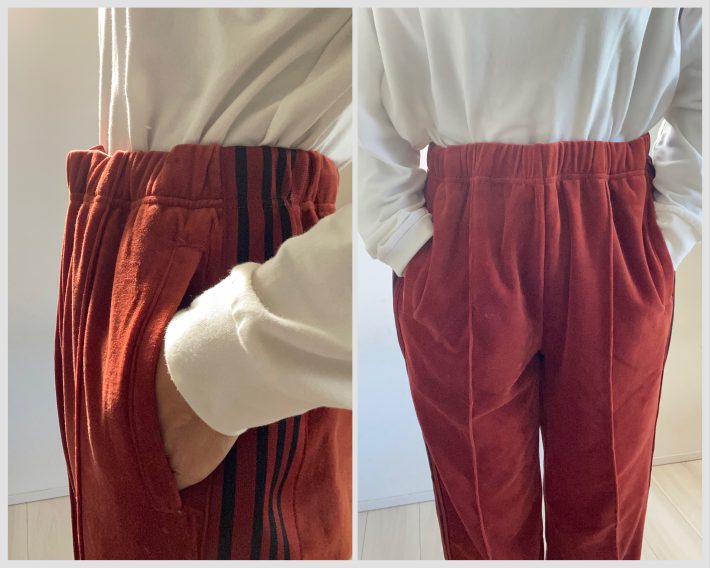 ワークマン「ベロアトラックストレートパンツ」腰回り