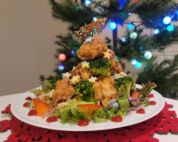 から揚げツリーは10分もあれば完成します。子どもや料理初心者でも組み立てやすいレベル