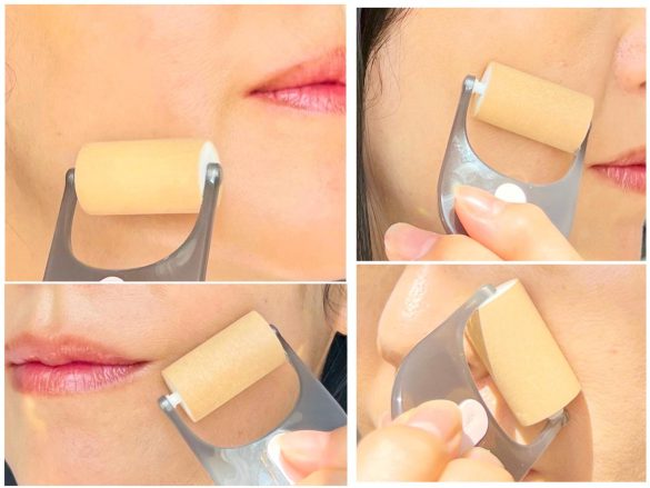 まずは頬など広い面から塗っていく