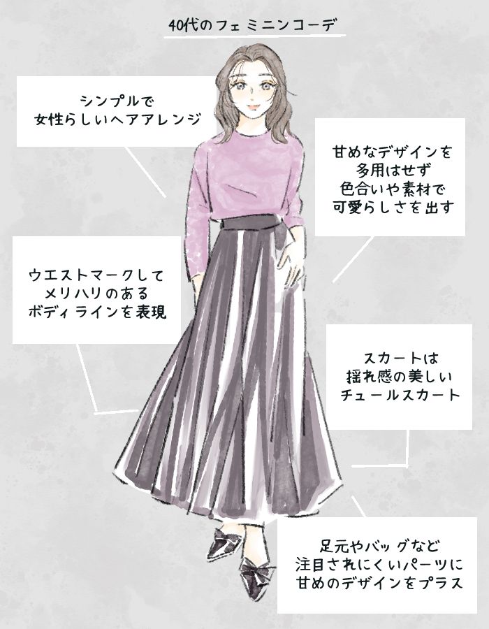 40～50代だってフェミニンな服を着たい！“大人に似合う甘めコーデ”の簡単コツ « 女子SPA！