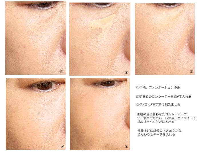 ハイライトを頬の高い部分に入れる