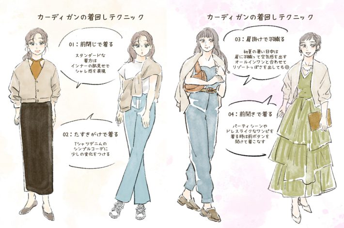 カーディガンの着回しテクニック