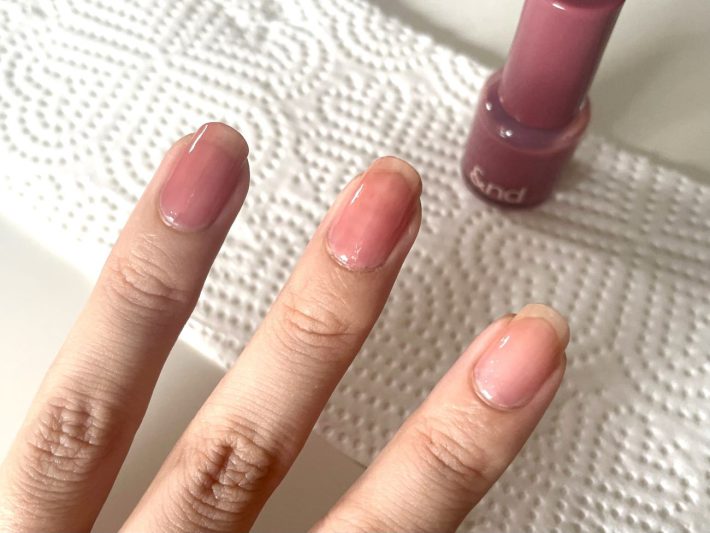 RD01 ラズベリーを、左から三度塗り、二度塗り、一度塗り