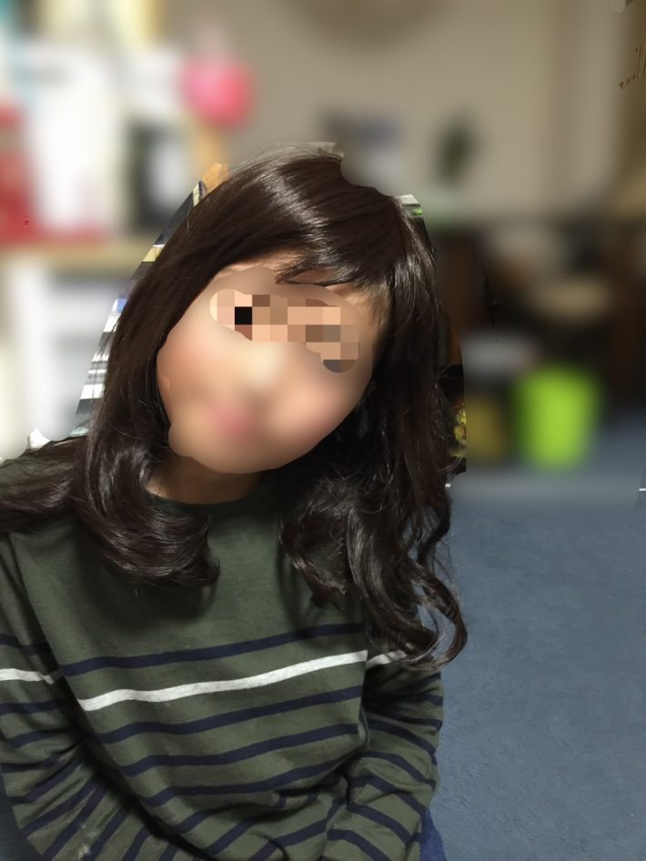 わたしのウイッグで遊ぶ息子