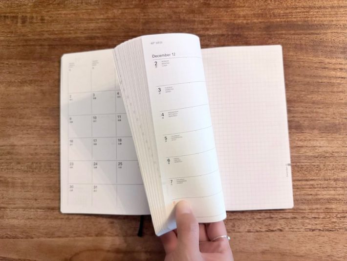 週間レフト式の手帳