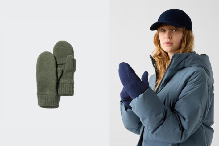 ユニクロ　ヒートテックライニングスフレヤーンニットミトン