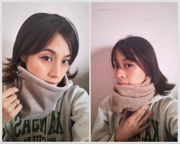 ネックウォーマーを付けた女性