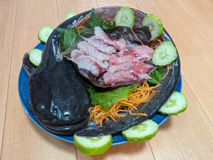 2025年6月につくった「ナマズの姿造り」。見るからにナマズだ