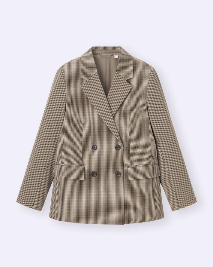 ダブルブレストチェックジャケット