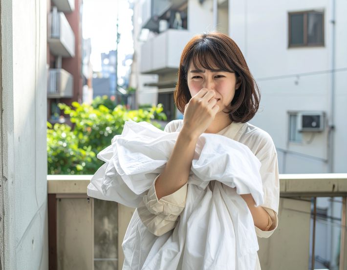 シーツがにおう女性