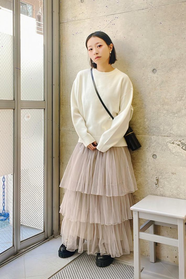 スウェットライクニットオーバーサイズプルオーバー