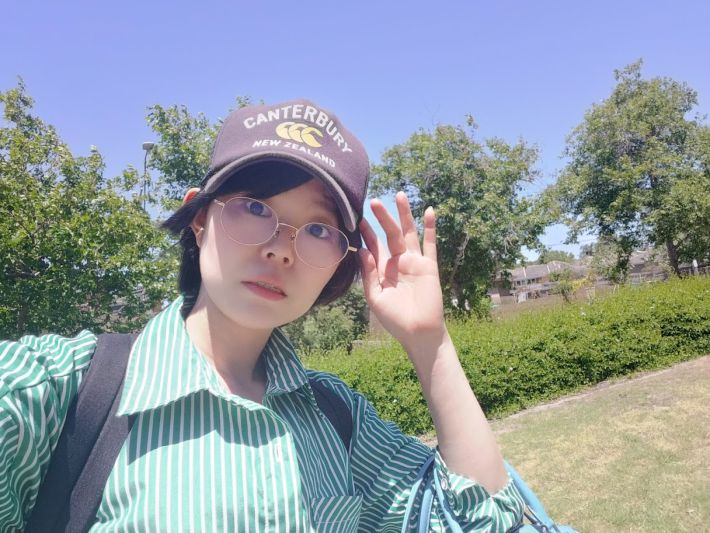 ブライトン・ビーチに向かう途中。公園にて