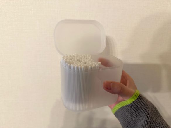 再生ポリプロピレン入りコットン 綿棒ケース 蓋付